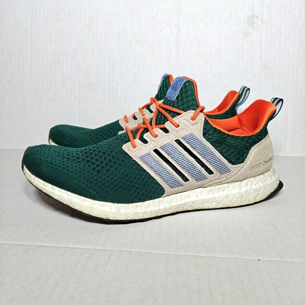 Adidas Ultraboost 1.0 Xmas Collegiate Green/Taupe/Orange Knit Sneakers Men's 10